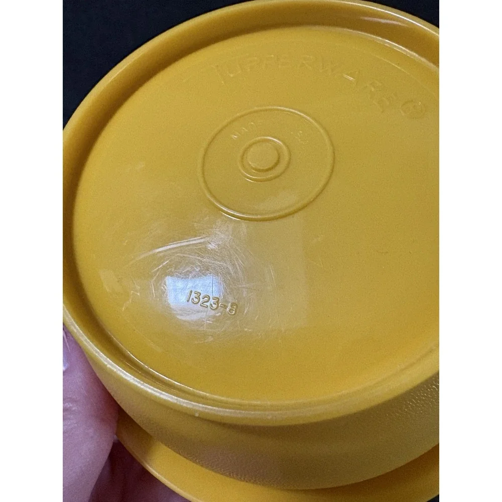 Tupperware Servalier 1323 Snack Sugar Bowl 10 Oz‎ Harvest Gold Starburst Lids